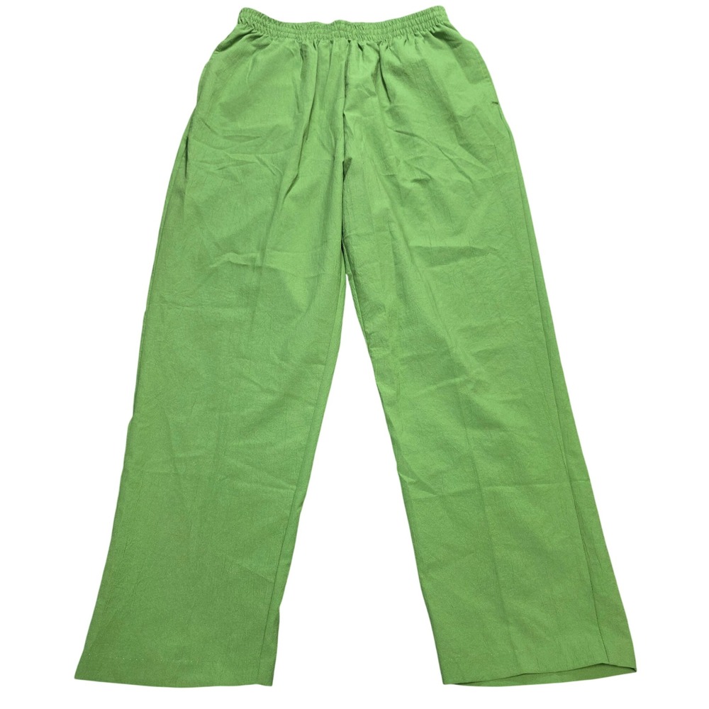 Vintage BonWorth Elastic Waist Pull On Pants Women's Size Mp Green Straight Leg
